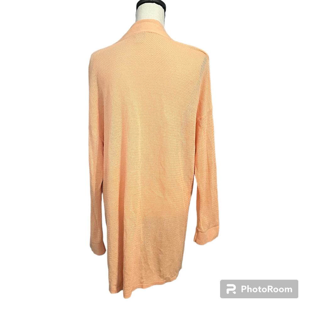 Chico's Women's Beachy Orange Cotton Linen Blend Open Knit Cardigan Sz 3 Sz XL - Picture 3 of 5